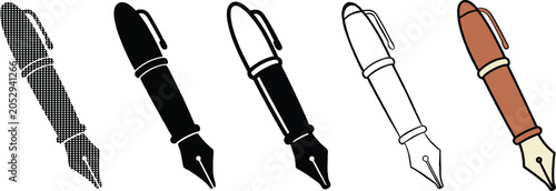 Photography Various fountain pen designs in different colors and styles  writing instruments