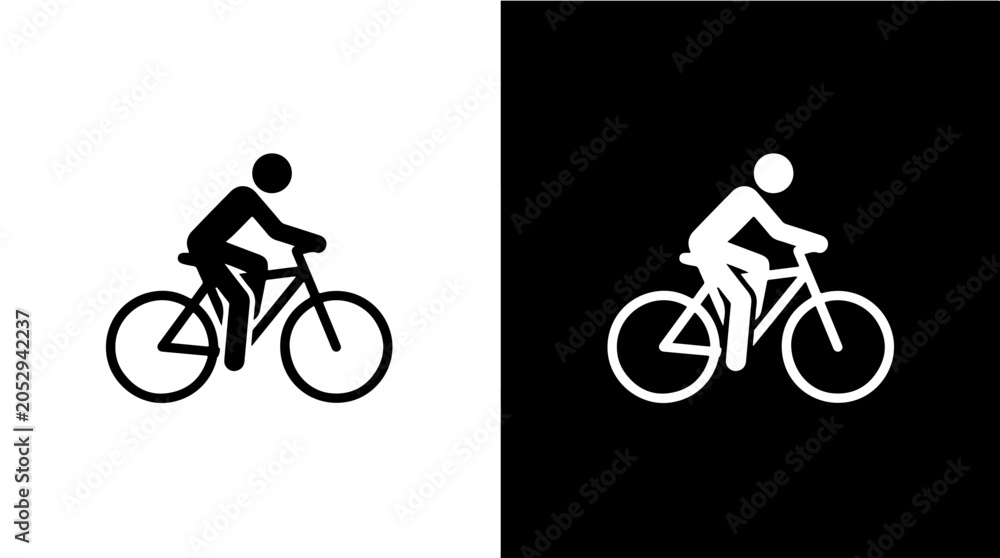 Fototapeta premium Bicycle Rider Icons – Cycling and Fitness Symbols Representing Motion, Health, and Freedom for Creative Design, Sports, and Educational Projects