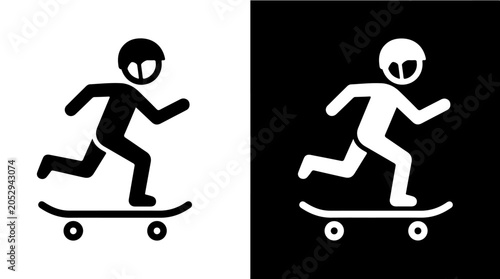 Skateboarder Icons – Sports and Lifestyle Symbols Representing Motion, Freedom, and Energy for Creative Design, Athletic, and Youth Projects