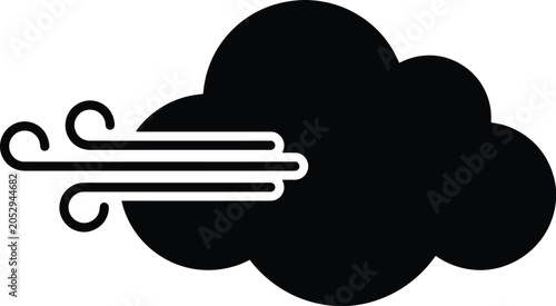 Fotografi Black wind blowing cloud silhouette for weather forecast and climate change visu