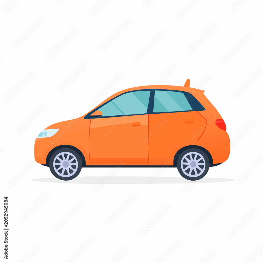 Obraz premium Orange Hatchback Car Illustration