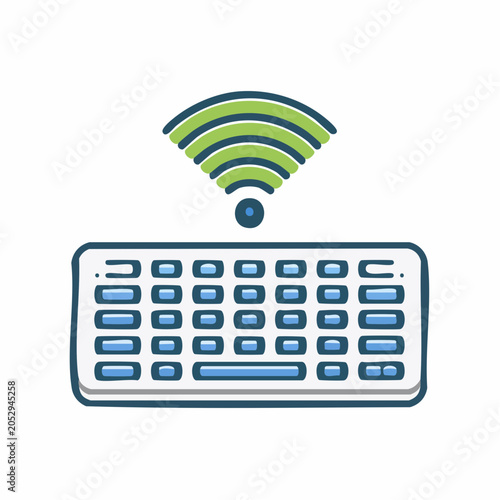 Wireless Keyboard Icon with WiFi Signal