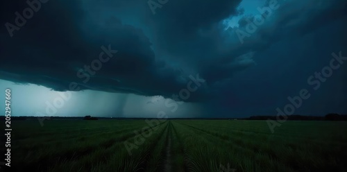 Dark, brooding storm clouds gather ominously over a dramatic landscape, heavy with the promise of rain Perfect for weather, nature, and atmospheric imagery , ominous, horizon, precipitation