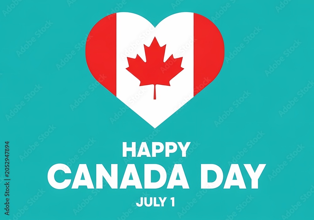 Fototapeta premium Heart Shaped Canadian Flag for Happy Canada Day July 1