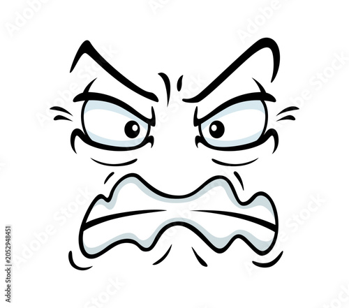 Obraz na plátně Angry furious emoji or wrathy growling cartoon face emotion for cartoon smile icon