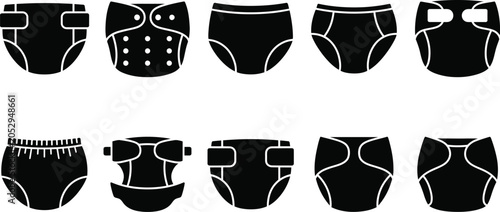 Baby diaper styles collection flat vector illustration