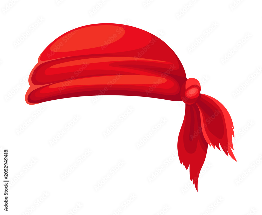 Αυτοκόλλητο Cartoon pirate or corsair red bandana hat, filibuster costume accessory signifies swashbuckling and buccaneer naval spirit