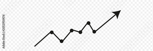 Business growth line chart with upward trend arrow for finance analytics, success metrics, and infographic design
