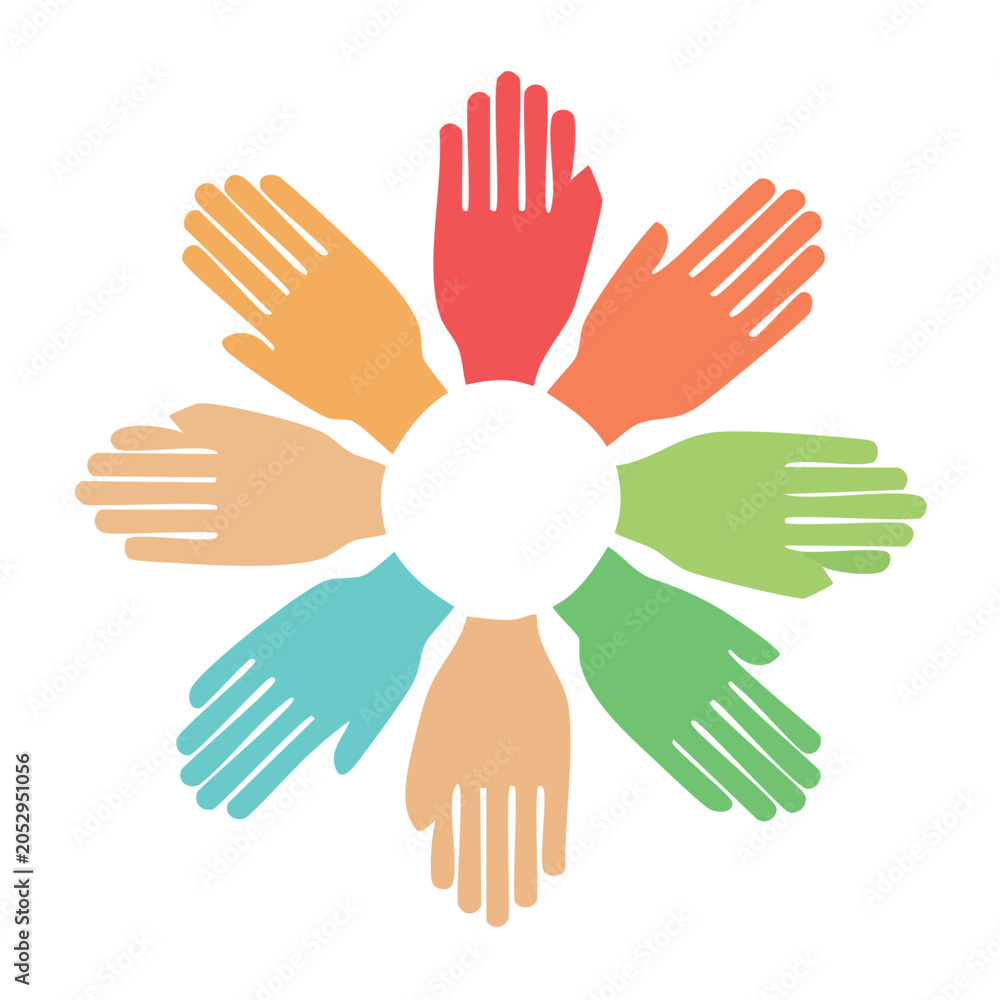 Fototapeta premium Diverse hands forming a circle in a flower shape