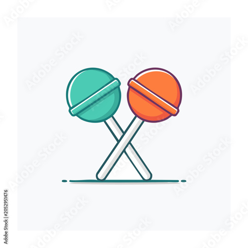 Two colorful lollipops on white background