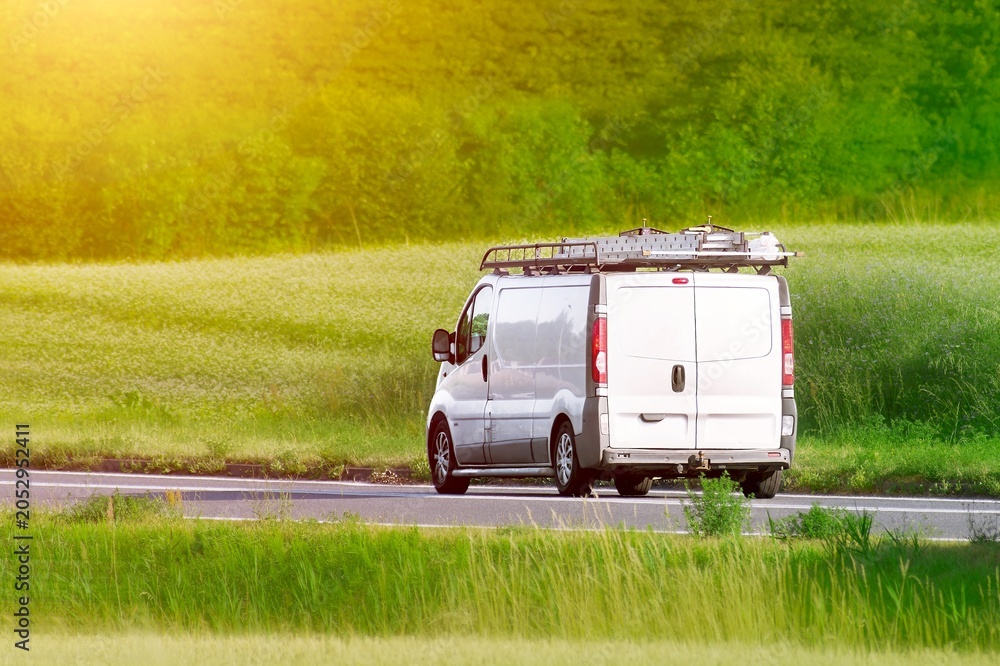 Fototapeta premium Maintenance trucks working on the side of the road