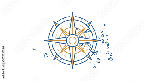 Tableau sur toile Compass Rose Nautical Navigation Tool.