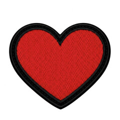 Red heart patch with black border