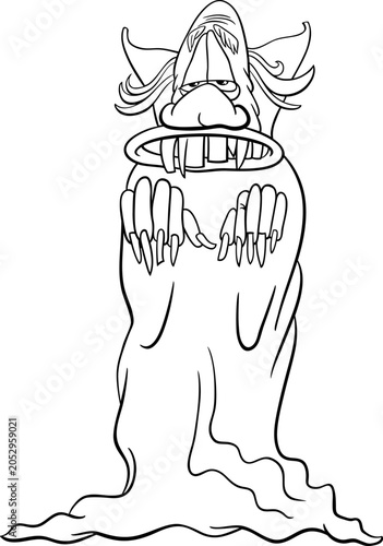monster or vampire fantasy character cartoon illustration coloring page