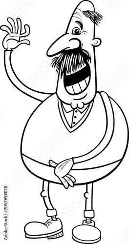 funny cartoon elderly man or senior character coloring page