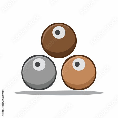 Three billiard balls stacked in a triangle