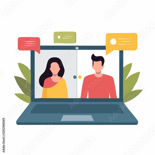 Video Call Between Two People on Laptop Screen