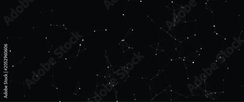 Abstract network of white dots and lines on a vector illustration