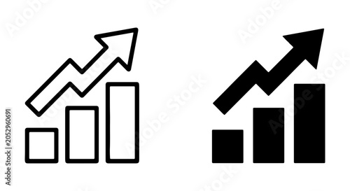 Cuadro en lienzo Growth Chart Icons, Upward Trend Arrows, Business Analytics, Financial Success
