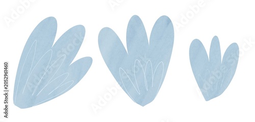 Gouache Collage Flower Petals Clipart Set, Hand Painted Floral Elements Isolated on Transparent Background
