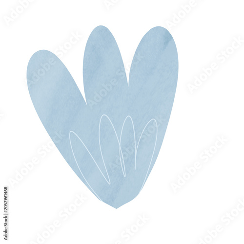 Gouache Collage  blue Flower Petals Clipart, Hand Painted Floral Element Isolated on Transparent Background