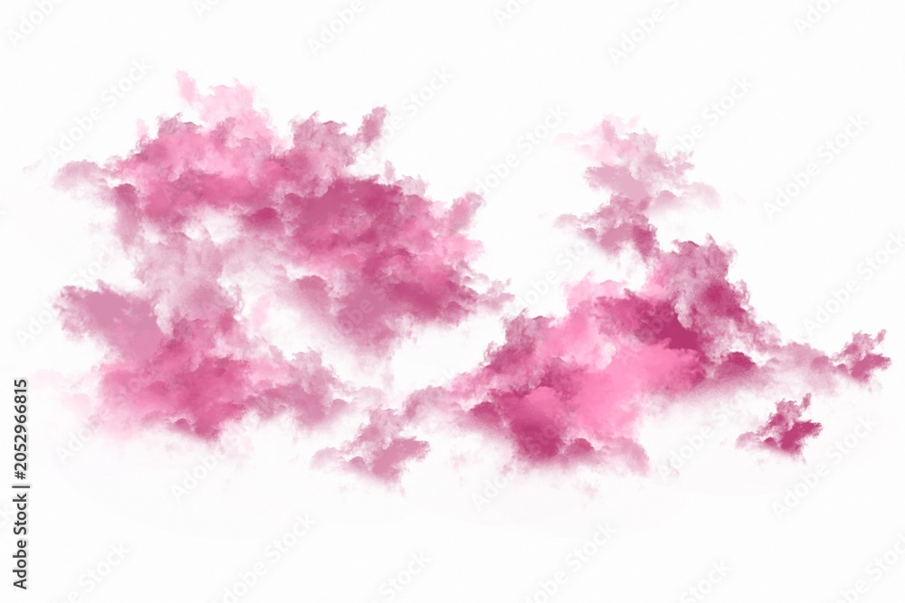 Fototapeta premium Abstract Pink Cloud Smoke Shape Element On White Background