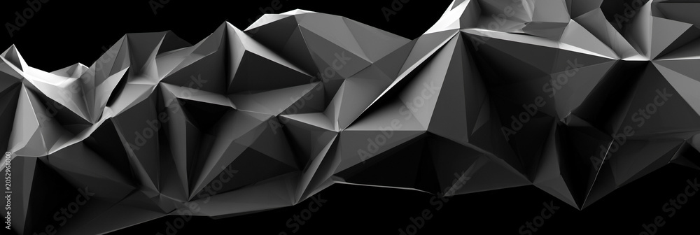 Fototapeta premium Abstract Dark Polygonal Texture: Modern 3D Art and Geometry with Low-Poly Monochrome Patterns for Creative Digital Design
