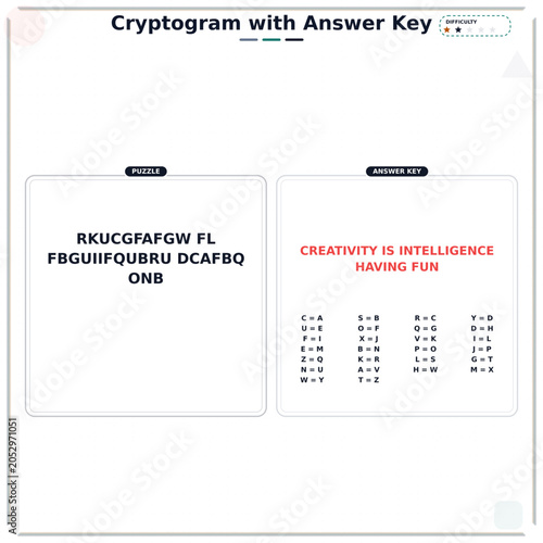 Vászonkép Colorful Learning Worksheet cryptogram code puzzle worksheet with decoder answer