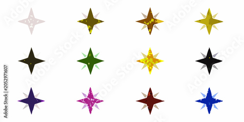 Tableau sur toile Colorful Star Burst Collection On White Background Vector Illustration