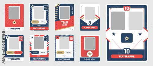 Sport Trading Card Template Set, Professional Athlete Card Designs for Collectible Sports Cards, Team Profiles, Player Statistics, Tournaments, and Championship Promotions