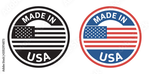 Obraz na płótnie Made in USA label vector set, product package badge transparent background patri