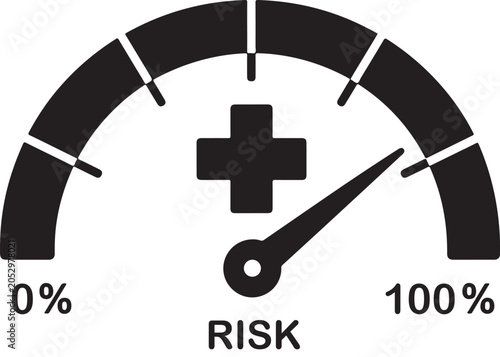 Health Risk Score — Flat Filled Black Silhouette Glyph Vector Icon for AI Diagnostics & Digital Health Tech App and Medical UI Design