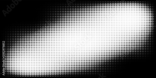 Abstract gray halftone corner wave pattern with fading dots on white background, smooth gradient motion texture, minimal modern digital geometric design composition