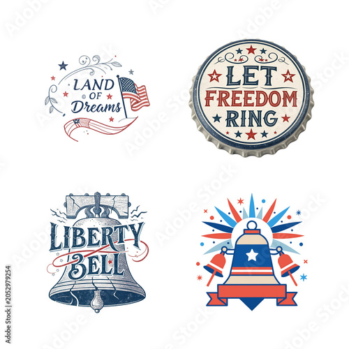 Patriotic american symbols isolated on transparent background