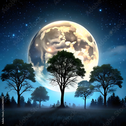 A night scene featuring silhouettes