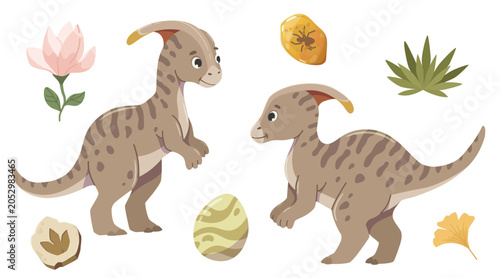 Foto Parasaurolophus character in two poses