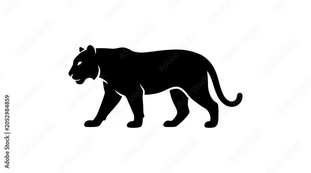 Fototapeta premium Black panter silhouette profile walking