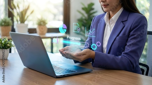 Digital Business Performance Metrics And Progress Analytics Concept