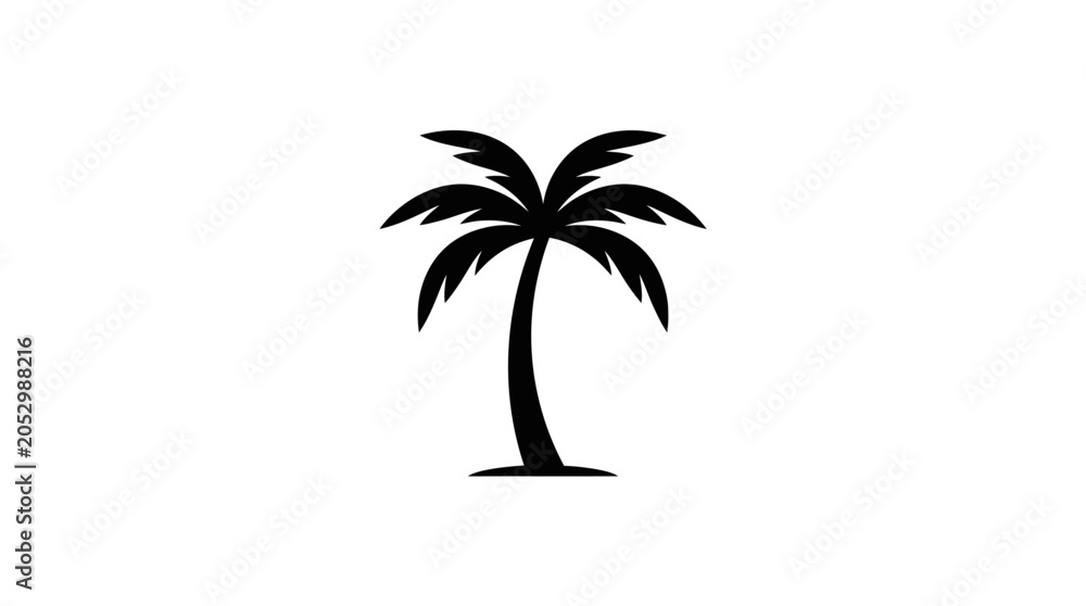 Obraz premium Simple black palm tree icon isolated on white background
