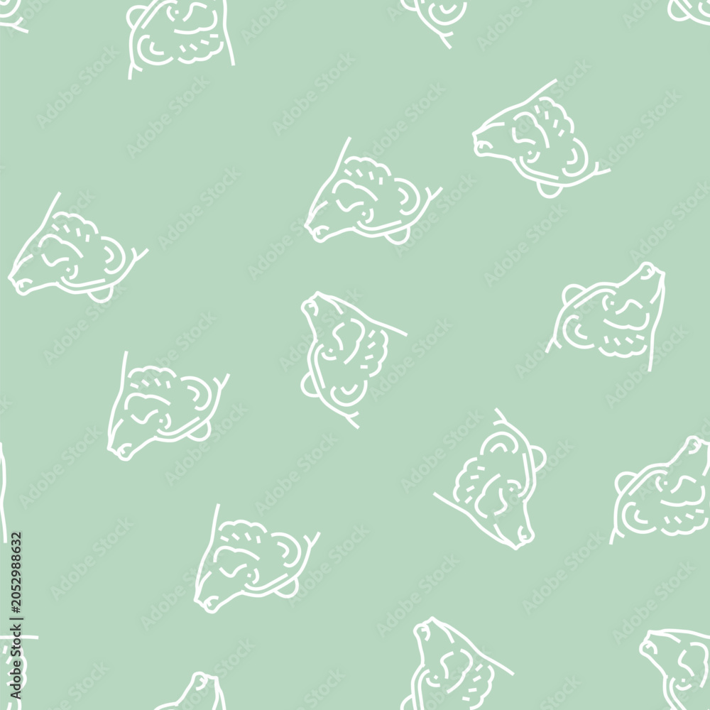 Fototapeta premium bear animal zoo vector line seamless pattern bear animal zoo sign illustration