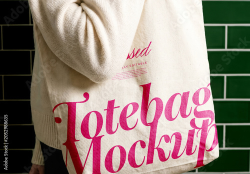 Canvas Tote Bag with Person in Hoodie Mockup