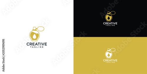 Foto Elegant and minimalist golden perfume bottle icon, designed as a premium brand l