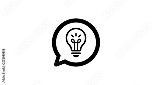 Light bulb idea icon in a speech bubble communication concept