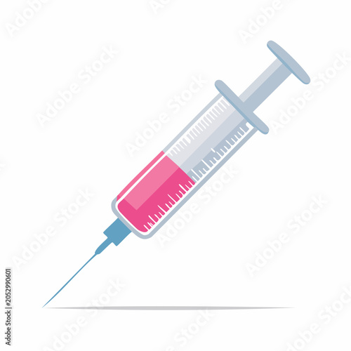 Medical Syringe with Pink Liquid