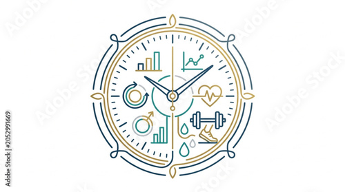 Quadro su tela Fitness tracker watch face with health and activity icons.