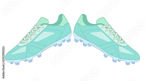 Tableau sur toile Pair of teal athletic cleats for soccer or football.