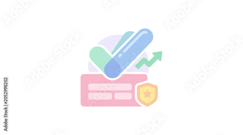 Abstract icons for verified security and financial growth performance.