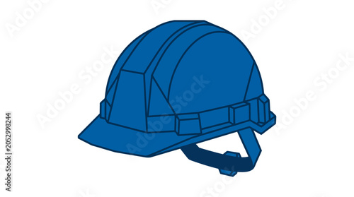 Blue construction safety hard hat for industrial work.