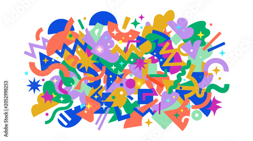 Colorful abstract geometric shapes pattern on white background