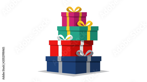 Schilderij op canvas Stack of colorful gift boxes with decorative ribbons.